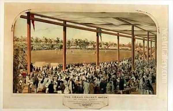 The Grand Cricket Match All England Eleven versus the Twenty Two of New South Wales Oil Painting by Samuel Thomas Gill