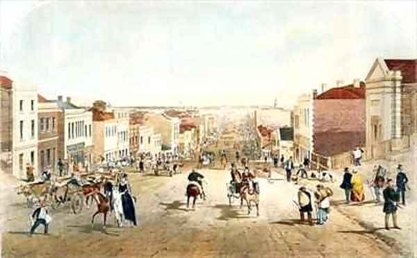 Collins Street looking west from Russell Street Oil Painting by Samuel Thomas Gill