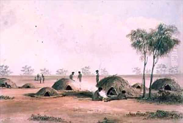 Native Village in the northern interior of South Australia Oil Painting by Samuel Thomas Gill