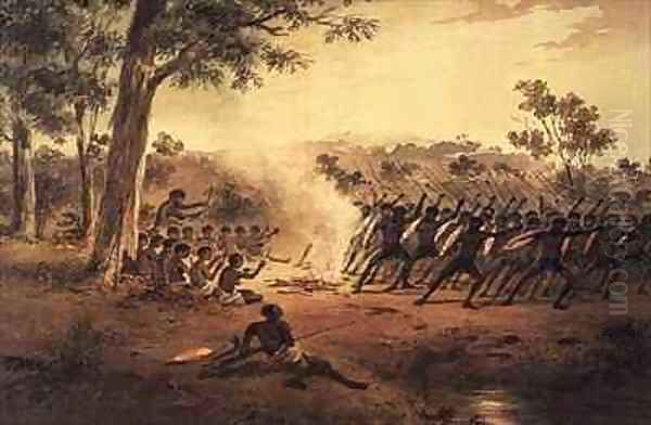 Native Corroboree Oil Painting by Samuel Thomas Gill