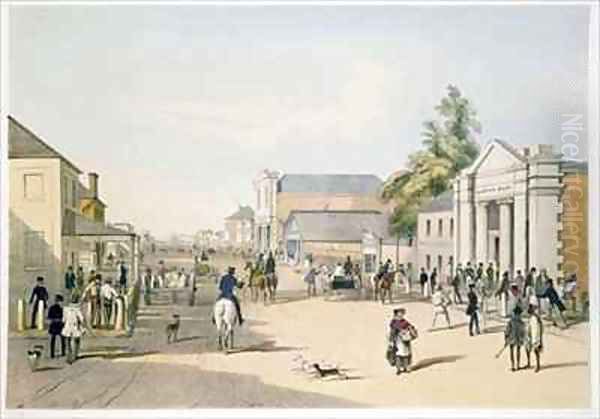 Hindley Street from the corner of King William Street Adelaide Oil Painting by Samuel Thomas Gill