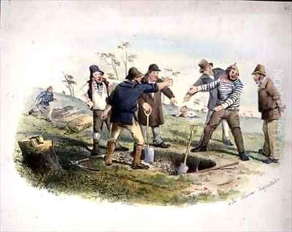 The claim disputed from Victoria gold diggings and diggers as they are Oil Painting by Samuel Thomas Gill