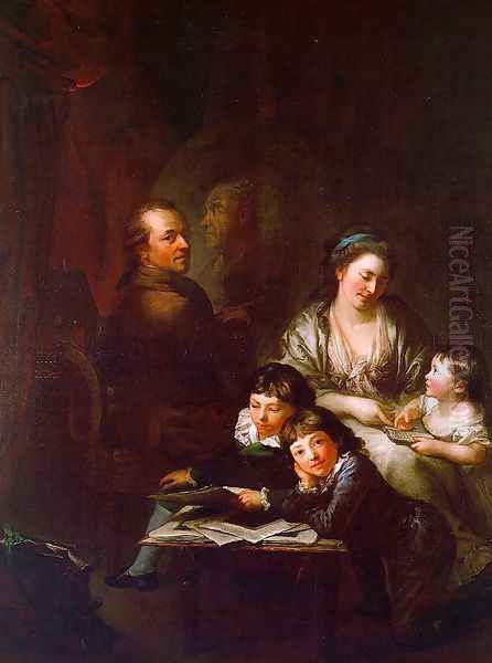 The Artist's Family before the Portrait of Johann Georg Sulzer 1785 Oil Painting by Anton Graff