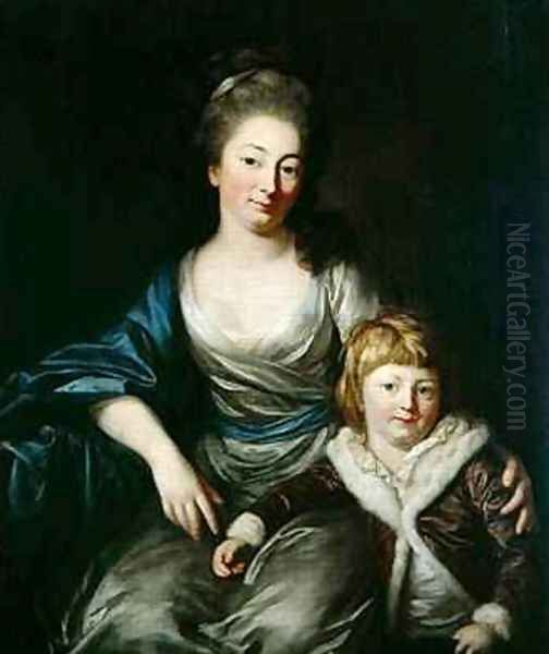 Johanna Amalie Countess Senfft von Pilsach with her son Henry Oil Painting by Anton Graff