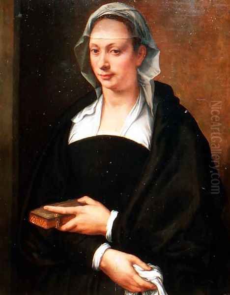 Portrait of a Lady in a White Veil Oil Painting by Michele di Ridolfo del Ghirlandaio (see Tosini)