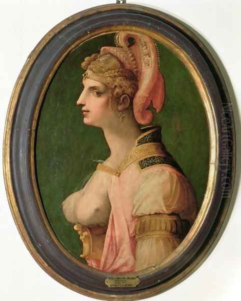 Portrait of a woman, probably Zenobia, Queen of Palmyra Oil Painting by Michele di Ridolfo del Ghirlandaio (see Tosini)