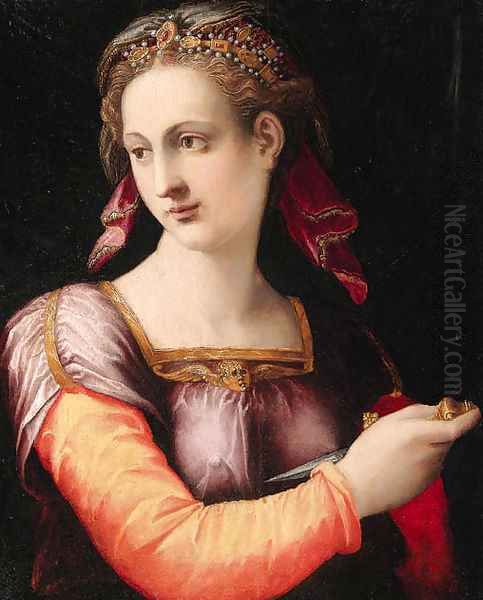 Lucretia Oil Painting by Michele di Ridolfo del Ghirlandaio (see Tosini)