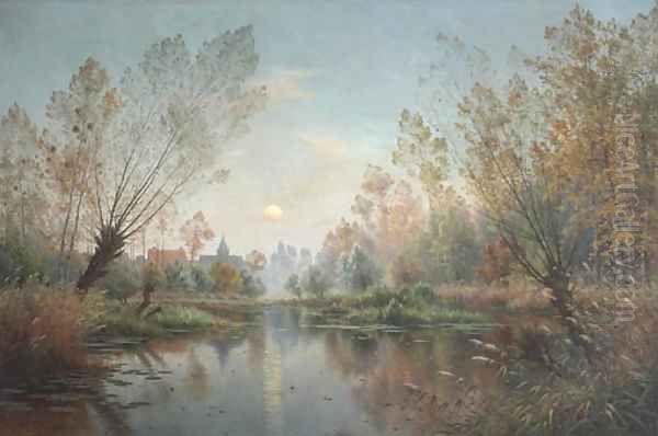 Lever de lune sur la Suippe Oil Painting by Armand Guery