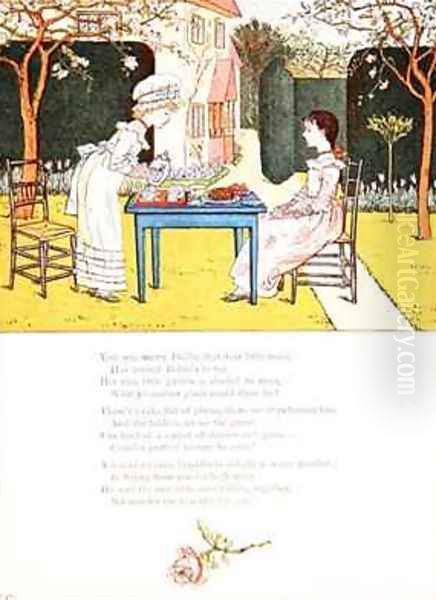 A Childrens Tea Party Oil Painting by Kate Greenaway