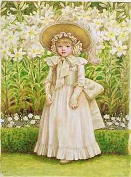 Child in a White Dress Oil Painting by Kate Greenaway