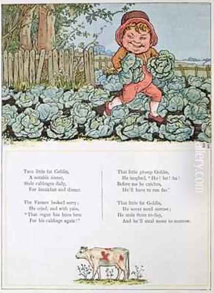 A Goblin Stealing Cabbages Oil Painting by Kate Greenaway