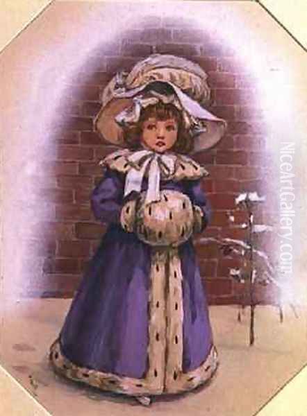 Girl with a muff Oil Painting by Kate Greenaway