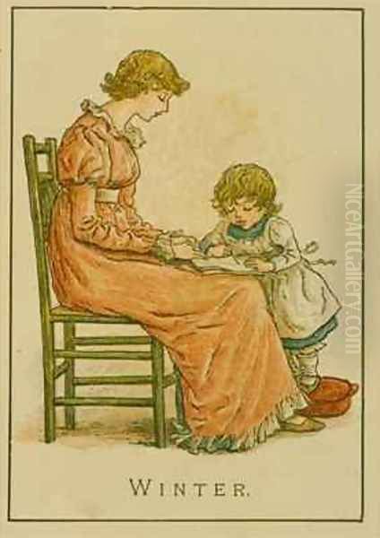 Winter Oil Painting by Kate Greenaway