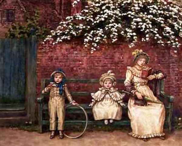 The Garden Seat Oil Painting by Kate Greenaway