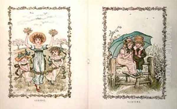 Spring and Summer Oil Painting by Kate Greenaway