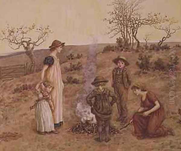 The Stick Fire Oil Painting by Kate Greenaway