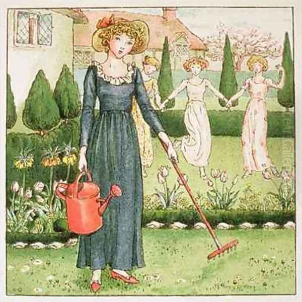 Mary Mary Quite Contrary from April Babys Book of Tunes Oil Painting by Kate Greenaway