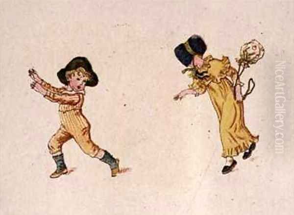 Playing Baby from A Day in a Childs Life Oil Painting by Kate Greenaway