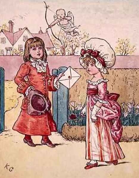 Illustration for St Valentines Day 3 Oil Painting by Kate Greenaway