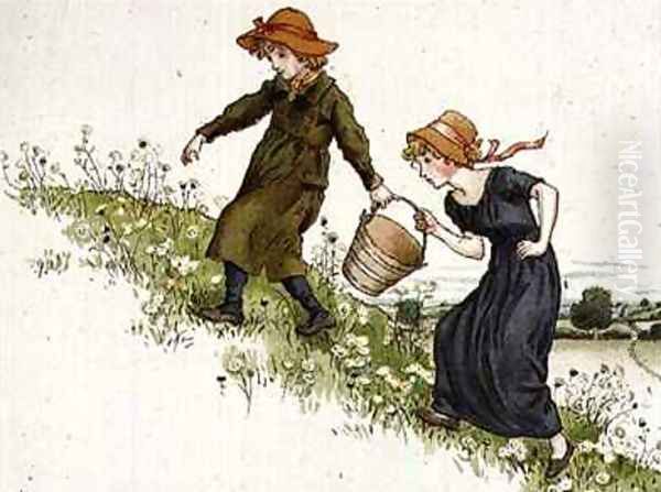 Jack and Jill from April Babys Book of Tunes Oil Painting by Kate Greenaway