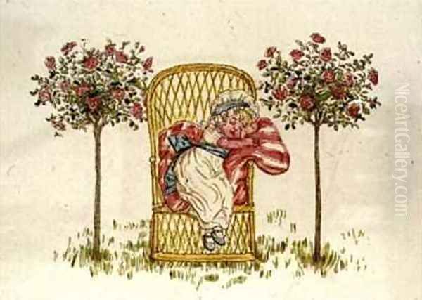 Sleeping from A Day in a Childs Life Oil Painting by Kate Greenaway