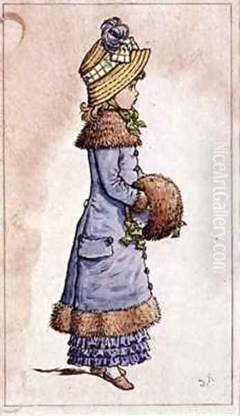 Sunday Best young girl in blue Oil Painting by Kate Greenaway