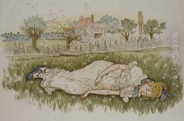 Resting from A day in a Childs Life Oil Painting by Kate Greenaway