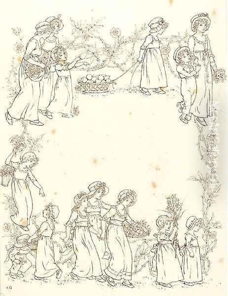 A procession of children gathering flowers Oil Painting by Kate Greenaway