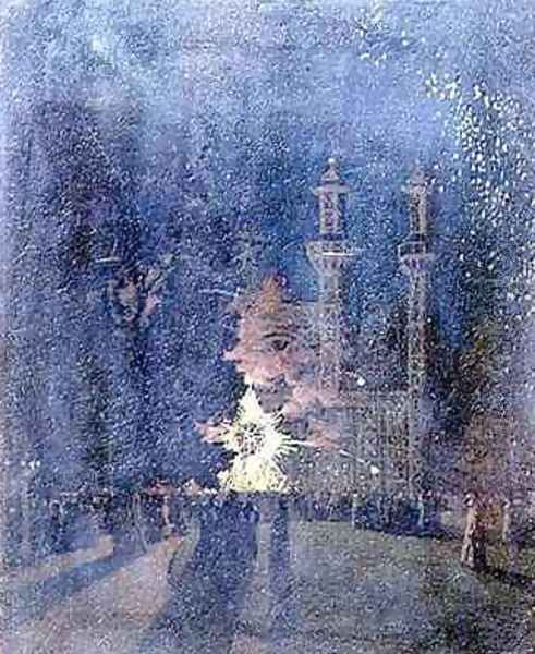 Fireworks at Cremorne Gardens Chelsea Oil Painting by Walter Greaves