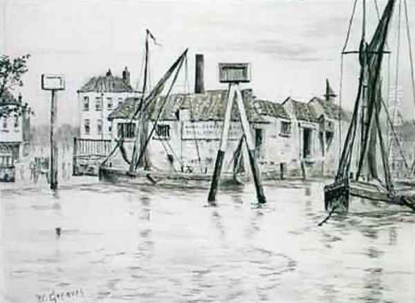 Chelsea Dock Oil Painting by Walter Greaves