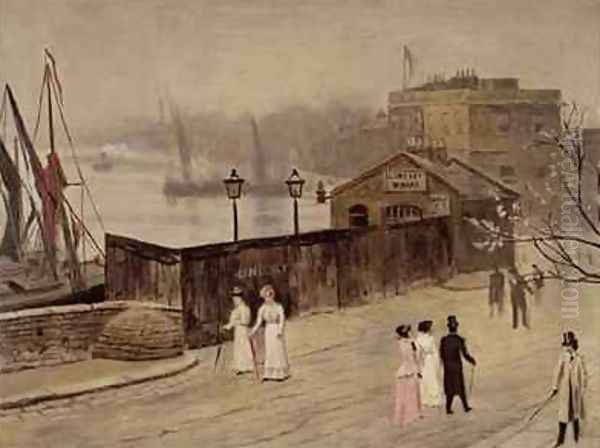 Lindsey Wharf Oil Painting by Walter Greaves