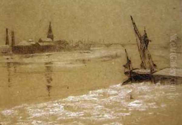 The Thames in Winter Oil Painting by Walter Greaves