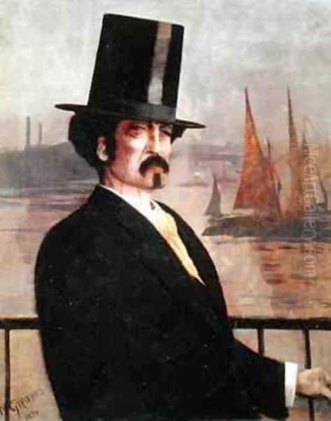 Portrait of Whistler on the Thames Oil Painting by Walter Greaves