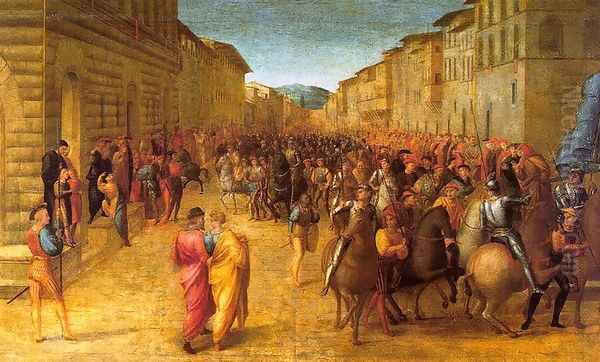 Entry of Charles VIII into Florence 1518 Oil Painting by Francesco Granacci