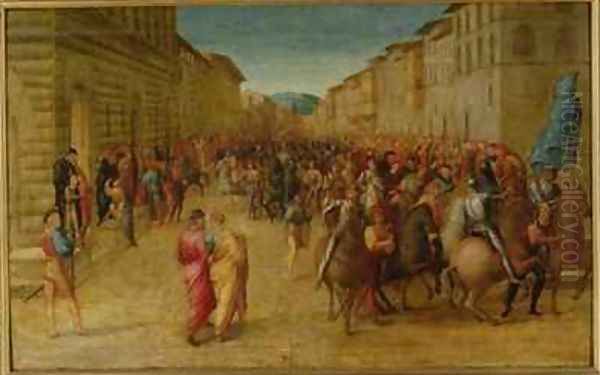 Charles VIII 1470-98 entering Florence Oil Painting by Francesco Granacci