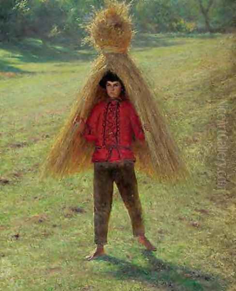 Boy Carrying a Sheaf Oil Painting by Aleksander Gierymski