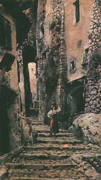 Street in Cervara Oil Painting by Aleksander Gierymski