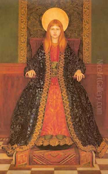 Child Enthroned Oil Painting by Thomas Cooper Gotch