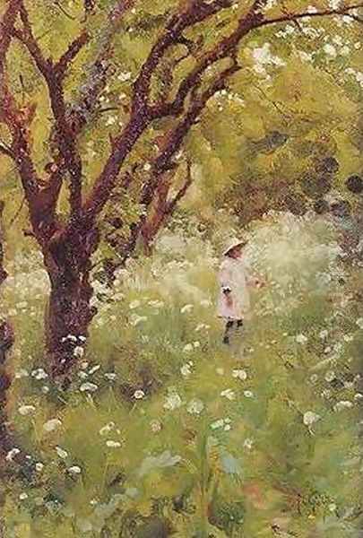 The Orchard Oil Painting by Thomas Cooper Gotch