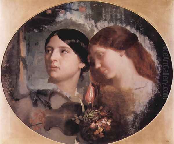 Two Women with a Bouquet of Flowers Oil Painting by Charles-Gabriel Gleyre