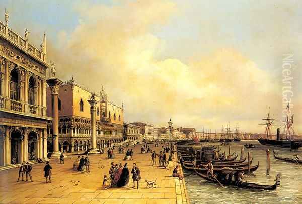 A View of the Doges Palace Oil Painting by Carlo Grubacs