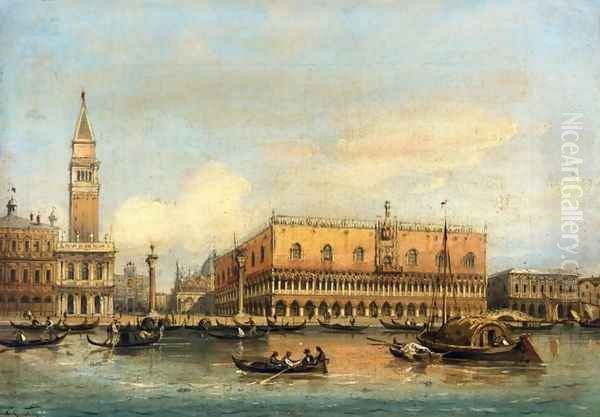 Gondolas Before the Doge's Palace, Venice Oil Painting by Carlo Grubacs