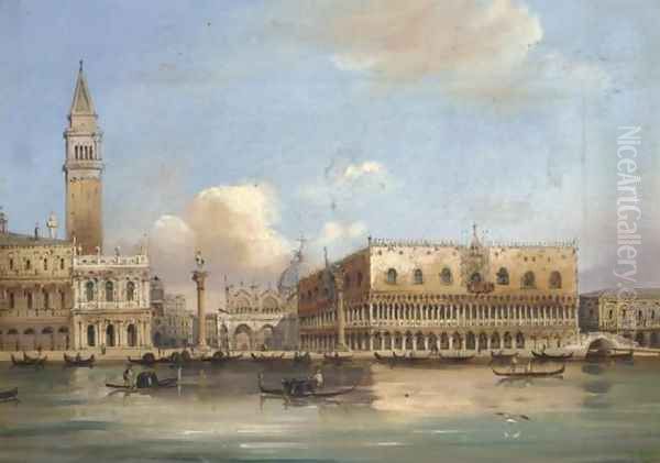 View of the Doge's Palace and St. Mark's Square from the Grand Canal Oil Painting by Carlo Grubacs