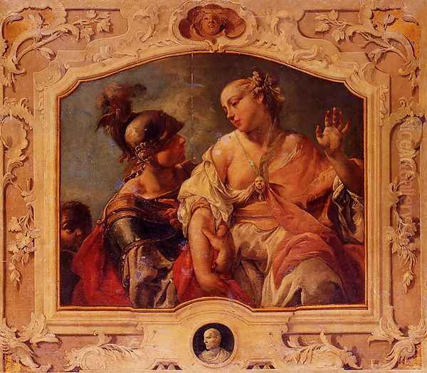 Paris And Helen Of Troy Oil Painting by Jacopo Guarana