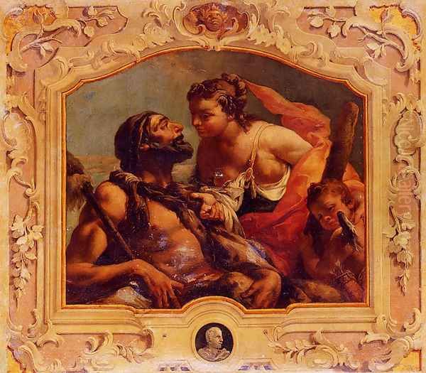 Hercules And Omphale Oil Painting by Jacopo Guarana