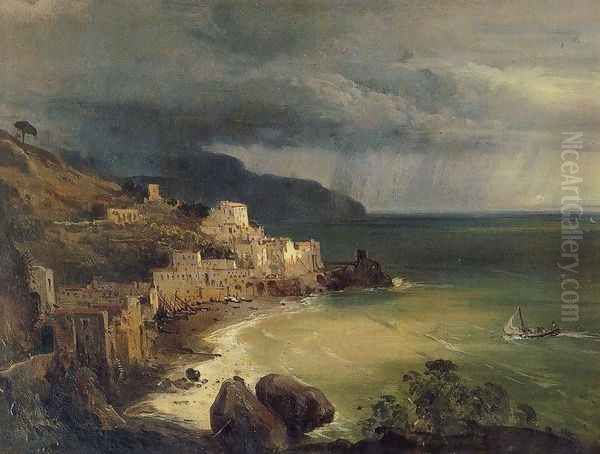 Temporale nel golfo di Amalfi Oil Painting by Giacinto Gigante