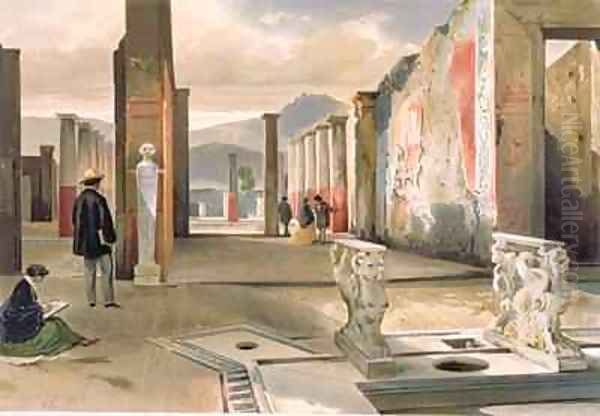 Tourists Visiting the Ruins of Pompeii Oil Painting by Giacinto Gigante