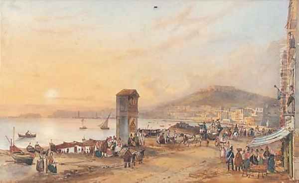 The bay of Naples Oil Painting by Giacinto Gigante