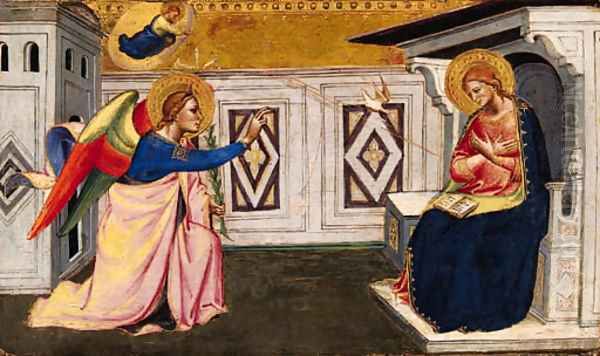 The Annunciation a panel from a predella Oil Painting by Niccolo di Pietro Gerini