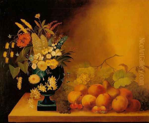 Flowers and Fruit Oil Painting by William Buelow Gould